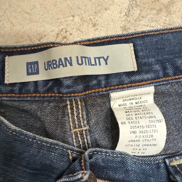 Vintage GAP 33X30 Straight Jeans Blue Denim Rugged‎ Distressed Urban Utility 90s - Picture 3 of 9
